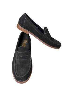 Hush Puppies Black Suede Penny Loafers Women's Size 9 Medium Moyen Cushioned